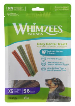 Whimzees Dental Stick Treats for XS Breed Dogs (2-7kg) (56 Pieces) 420 gr