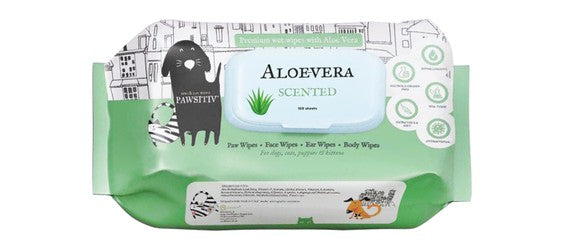 Pawsitiv Hypoallergenic Natural Aloe Vera Pet Wipes