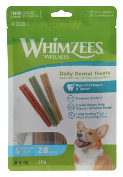 Whimzees Dental Stick Treats for Small Breed Dogs (7 to 12kg) (28 Pieces) 420 gr