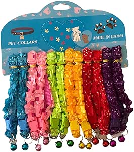 12-Piece Adjustable Colorful Pet Collars with Safety Buckle and Bells for Cats, Small Dogs | Cat Collar | Dogs Collar | Multicolor