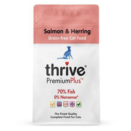 طعام القطط الجاف Thrive Premium Plus مع سمك السلمون والرنجة