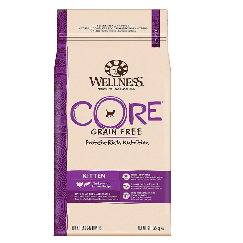 طعام القطط الجاف Wellness CORE بنكهة الديك الرومي مع السلمون، 1.75 كجم