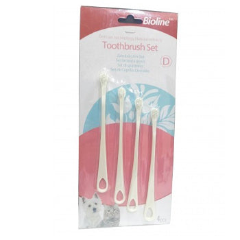 Bioline Toothbrush Set For Cats & Puppy 4 Pcs