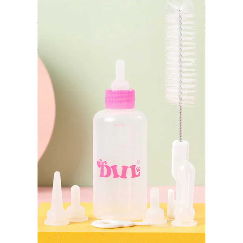 Pet Nursing Feeding Bottle Pet Milk Feeder With Replace Nipples And Brush – 60 ML