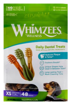 Whimzees Natural Dental Toothbrush Treats (48 Pieces) for Dogs (2-7kg) 360 gr