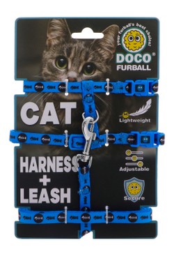 DOCO Furball Blue Cat Harness & Leash