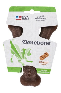 Benebone Small Brown Wishbone Chew Toy Peanut Flavor for Dogs (Up to 13kg)