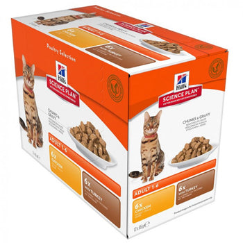 Hill's Science Plan Adult Wet Cat Food Chicken Pouches 85gx12