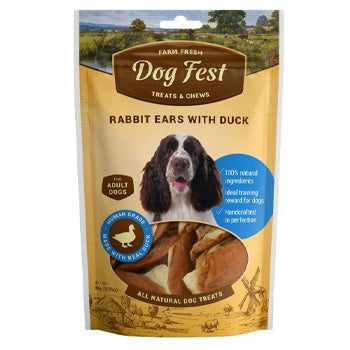 Dog Fest Rabbit Ears With Duck For Adult Dogs - 90g