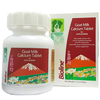 Bioline Goat's Milk Calcium Tablet 160 Pcs - Suitable For Dogs And Cats Of All Ages