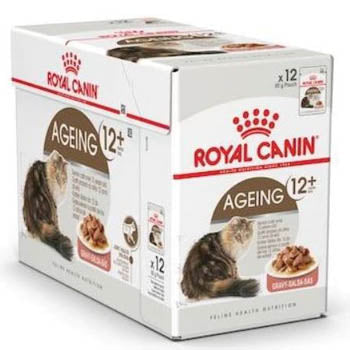 التغذية الصحية للقطط - مرق الشيخوخة +12 (طعام رطب - أكياس) 85 × 12