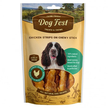 Dog Fest Chicken Strips On A Chewy Stick For Adult Dogs - 90g (3.17oz)