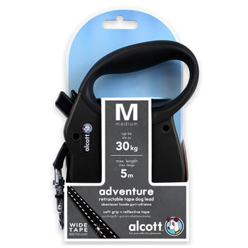 Adventure retractable leash, 5 m - Medium - Black
