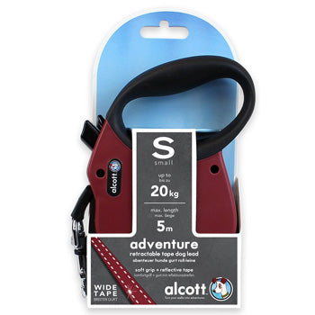 مقود قابل للسحب للمغامرات، 5 أمتار - صغير - أحمر