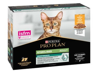 PRO PLAN STERILISED ADULT WET CAT FOOD, CHICKEN IN GRAVY, MULTIPACK, 10 X 85G