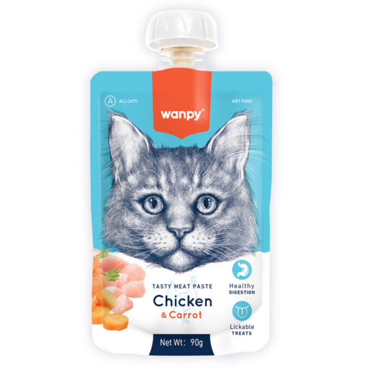 Wanpy TASTY MEAT PASTE CHICKEN & CARROT FOR CAT 90GR