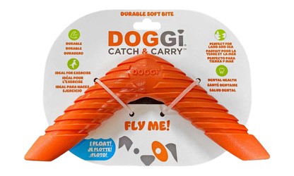 Doggi Catch & Carry Orange Floating TPR Boomerang Dog Fetch Toy