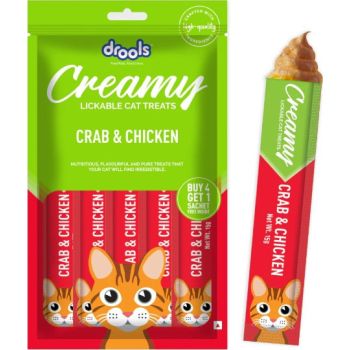 Drools Creamy Lickable Cat Treats Crab & Chicken Flavor (Buy 4 Get 1 Free)