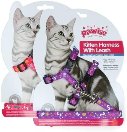 Pawise Kitten Harness W/1.2 Leash, Assorted colors