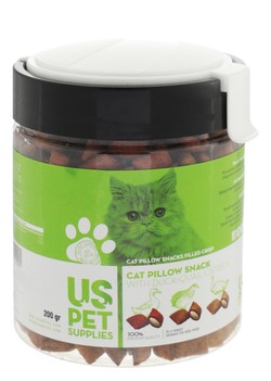 US Pet Pillow Cat Treats Filled with Duck, Quail & Ostrich 200 gr