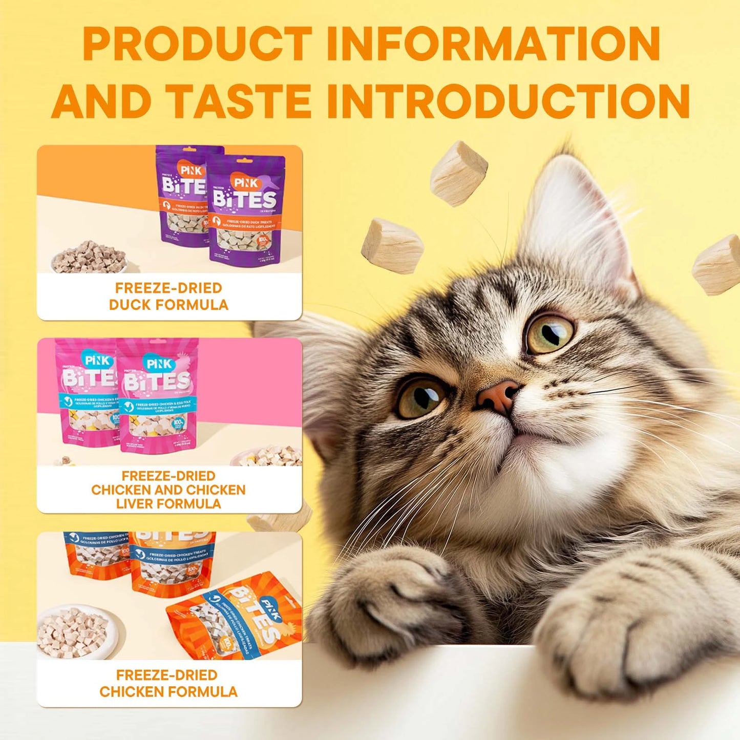 Pink Bites cats and dogs treat Freeze-dried Chicken and Egg Yolk Recipe 60g