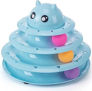Cat Toy Roller 3-Level Turntable Cat Toys Balls with Three Colorful Balls Interactive Kitten Fun Mental Physical Exercise Puzzle Kitten Toys