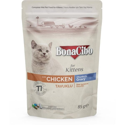 BonaCibo Kittens with Chicken Cat Food - 85g
