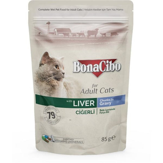 BonaCibo Cat Adult with Liver Cat Food - 85g