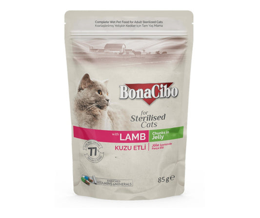 Bonacibo, 85 Gr, 3 Pcs. Wet Food For Sterilized Cats, With Lamb