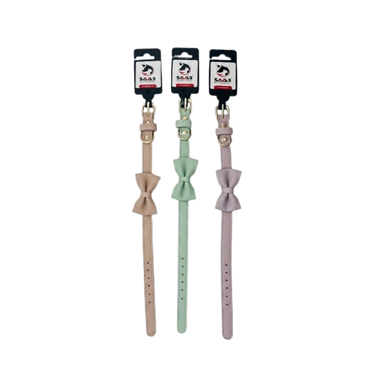 Saas Pet Bowknot Collars PU Material S 1.5x39.5 CM