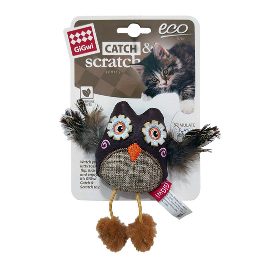 Owl Catch & Scratch Eco line with Slivervine Leaves and LeatheretteåÊ