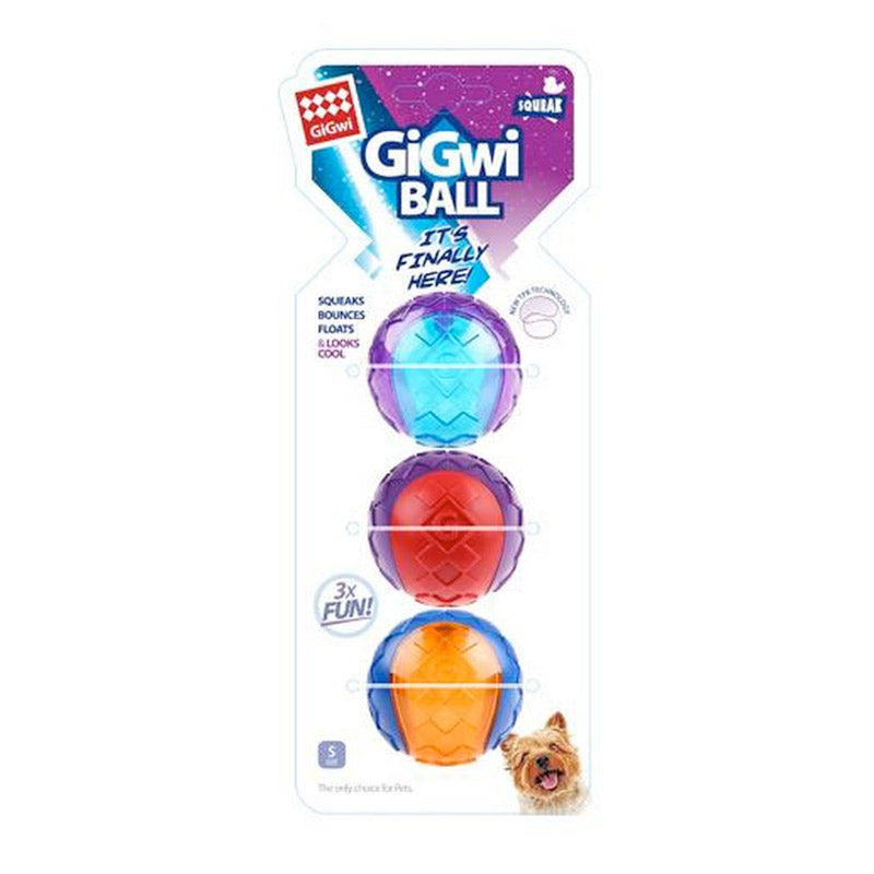 Gigwi Ball Small 3pack Squeaker ‰ÛÒ Solid Transparent