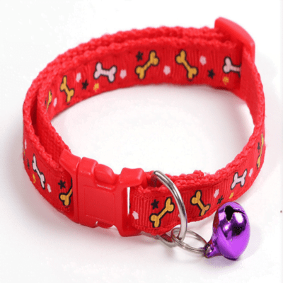 Pets Club Adjustable Cat Collar With Bell - Red Bone
