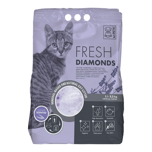 M-PETS Fresh Diamonds Silica Gel Cat Litter Lavender Scented 5L
