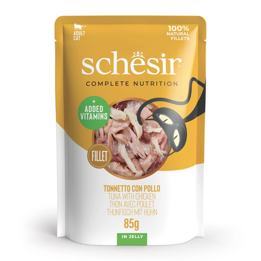 Schesir Wet Food with Chicken & Tuna in Jelly for Adult Cats 85 gr
