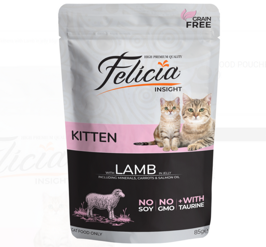 Felicia WET FOOD POUCHES for kittens with Lamb in jelly 85gr (12 PCS)