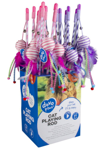 Duvo+ Playing Rod Catchy Rope Ball Mix Colors - 45.5 x 4 x3.5cm - Box Qty -16 Pcs