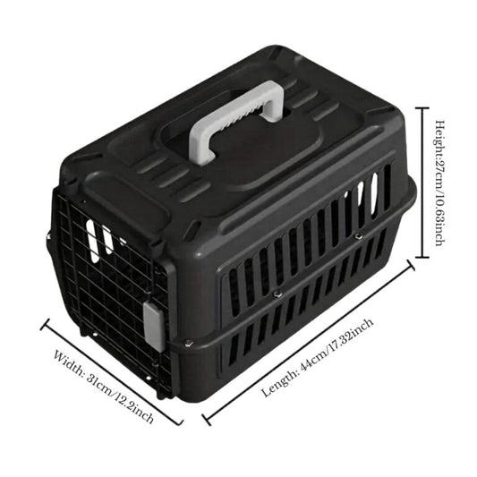 Cozy Paws Plastic Pet Carrier with Metal Door – 44x31x27cm –Black