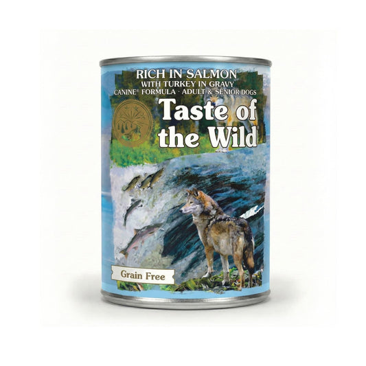 Taste of the Wild Rich in Salmon with Turkey in Gravy for Adult and Senior Dogs – 390g