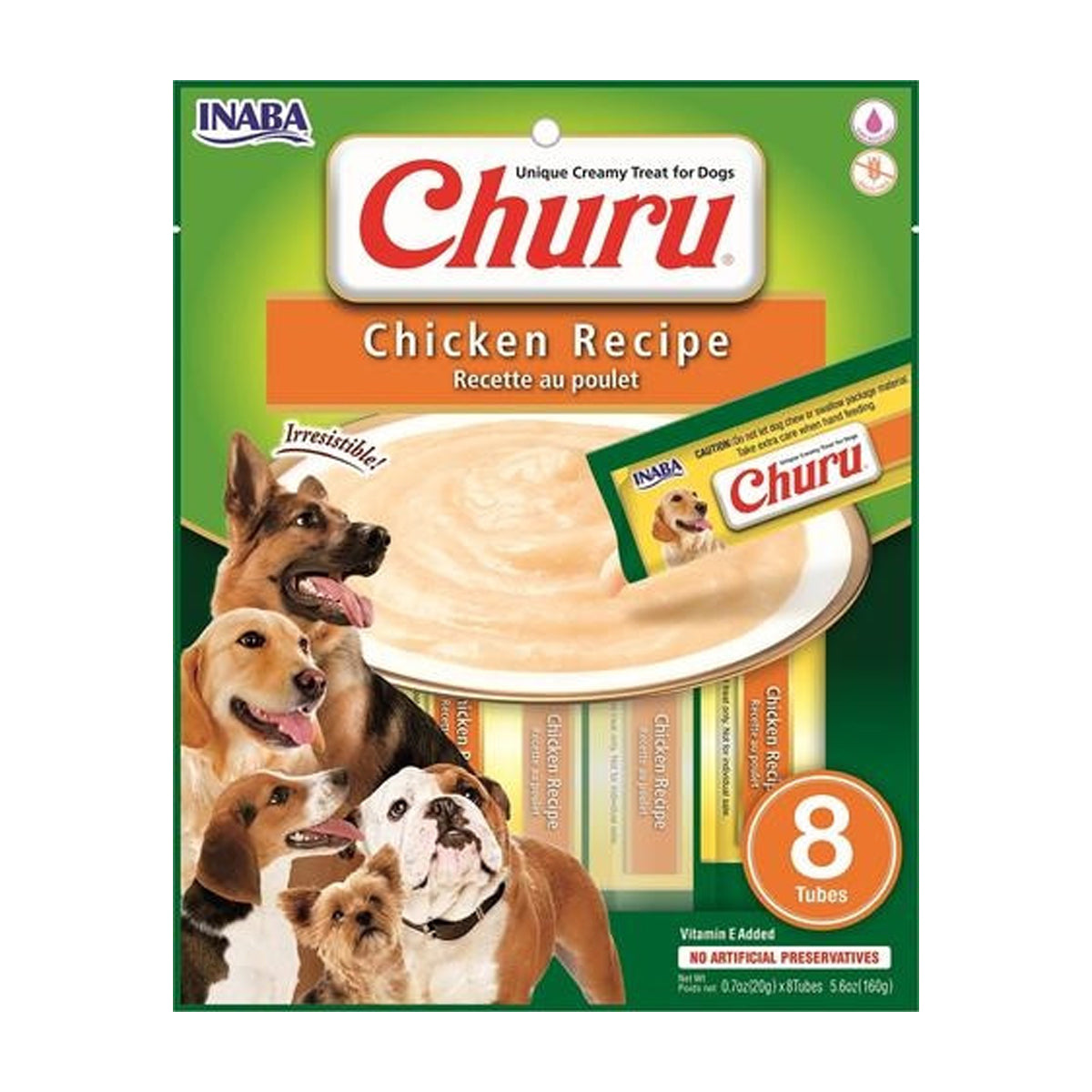 Inaba Churu Chicken Recipe Dog Treats 8 Tubes, 160g