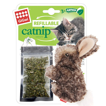 لعبة قطط محشوة على شكل أرنب مع 3 أكياس قابلة لإعادة التعبئة من عشبة النعناع البري