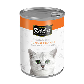 Kit Cat Wild Caught Tuna with Prawn Canned Cat Food 400g
