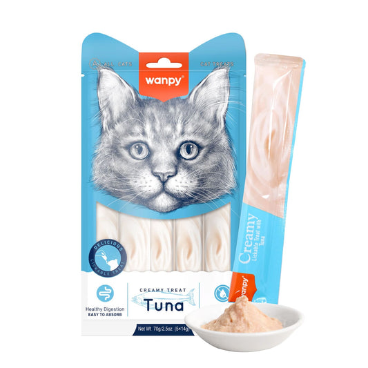 Wanpy Creamy Lickable Cat Treats ‰ÛÒ Tuna (14gx5)