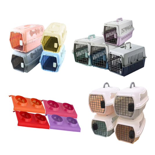 Saas Combo Pet Small Carrier & Bowl 4 Pcs Set (16 Pieces)