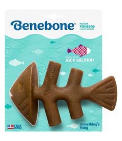 Benebone Medium Brown Nylon Fishbone Chew Toy Salmon Flavor for Dogs (Up to 27kg)