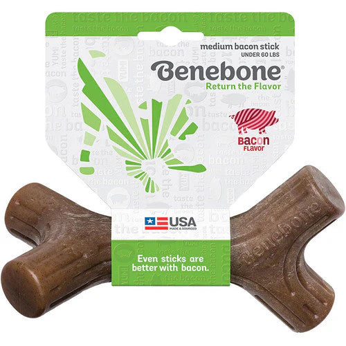 Benebone Medium Brown Stick Chew Toy Bacon Flavor for Dogs (Up to 27kg)