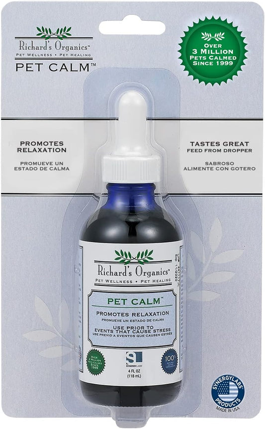 Richard‰۪s Organics Pet Calm - Naturally Relieves Stress and Anxiety in Dogs and Cats - 100% Natural, Drug-Free, Settles Nerves and Reduces ...