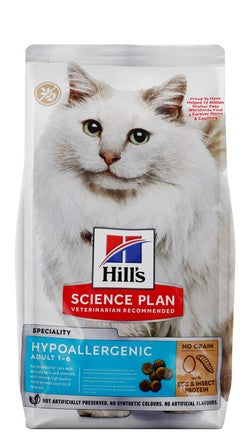 Hill‰۪s Science Plan Hypoallergenic Adult Cat Food No Grain Egg & Insect Protein (1.5kg)