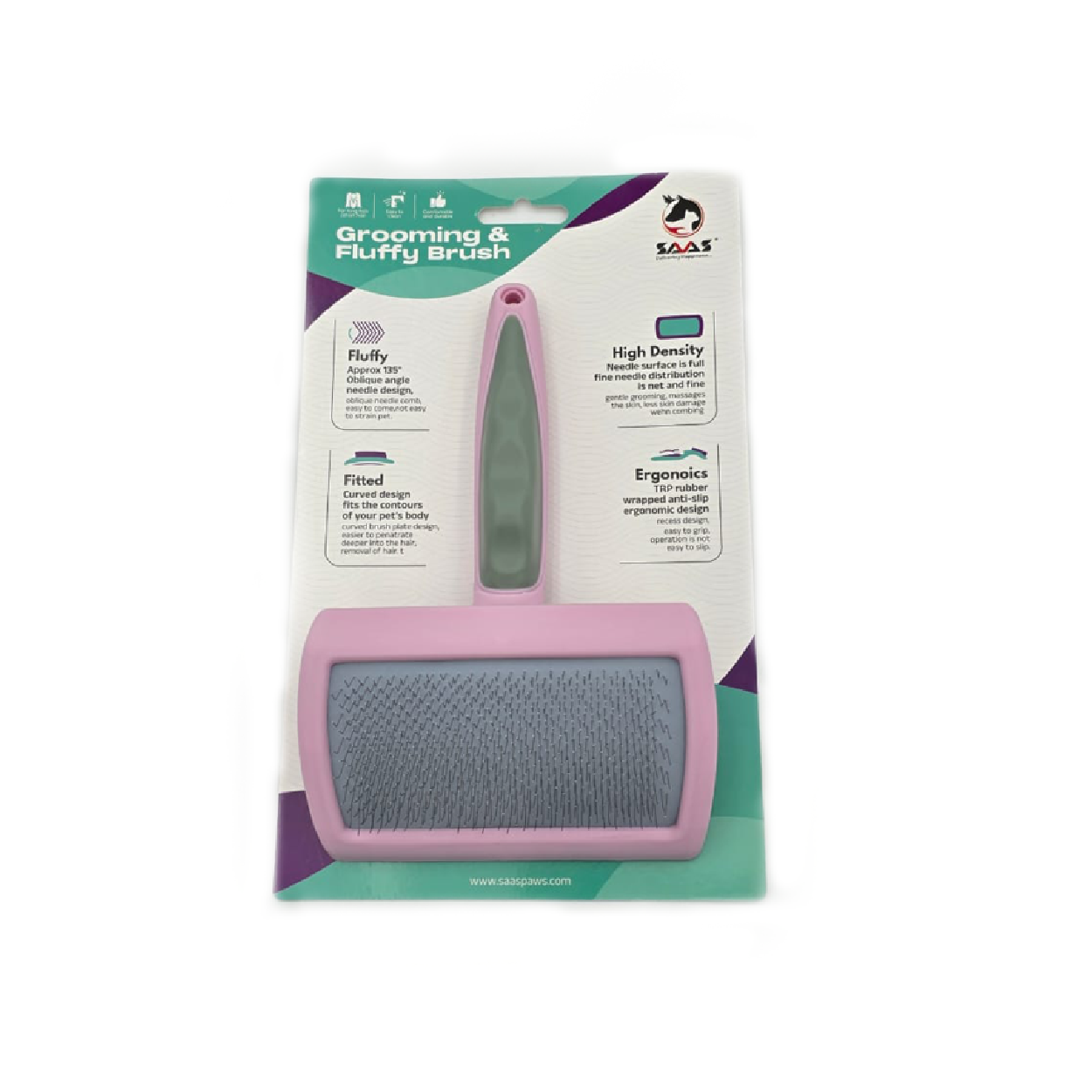 Saas Grooming Fluffy Brush Purple 18x11.7x2.3 CM