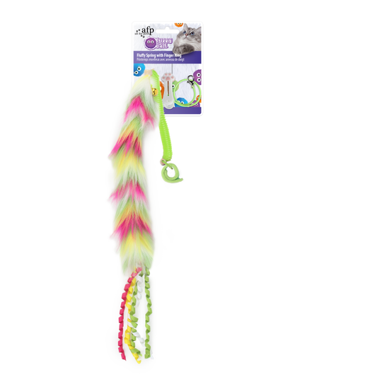 Furry Ball Fluffy Spring with Finger Ring Pink